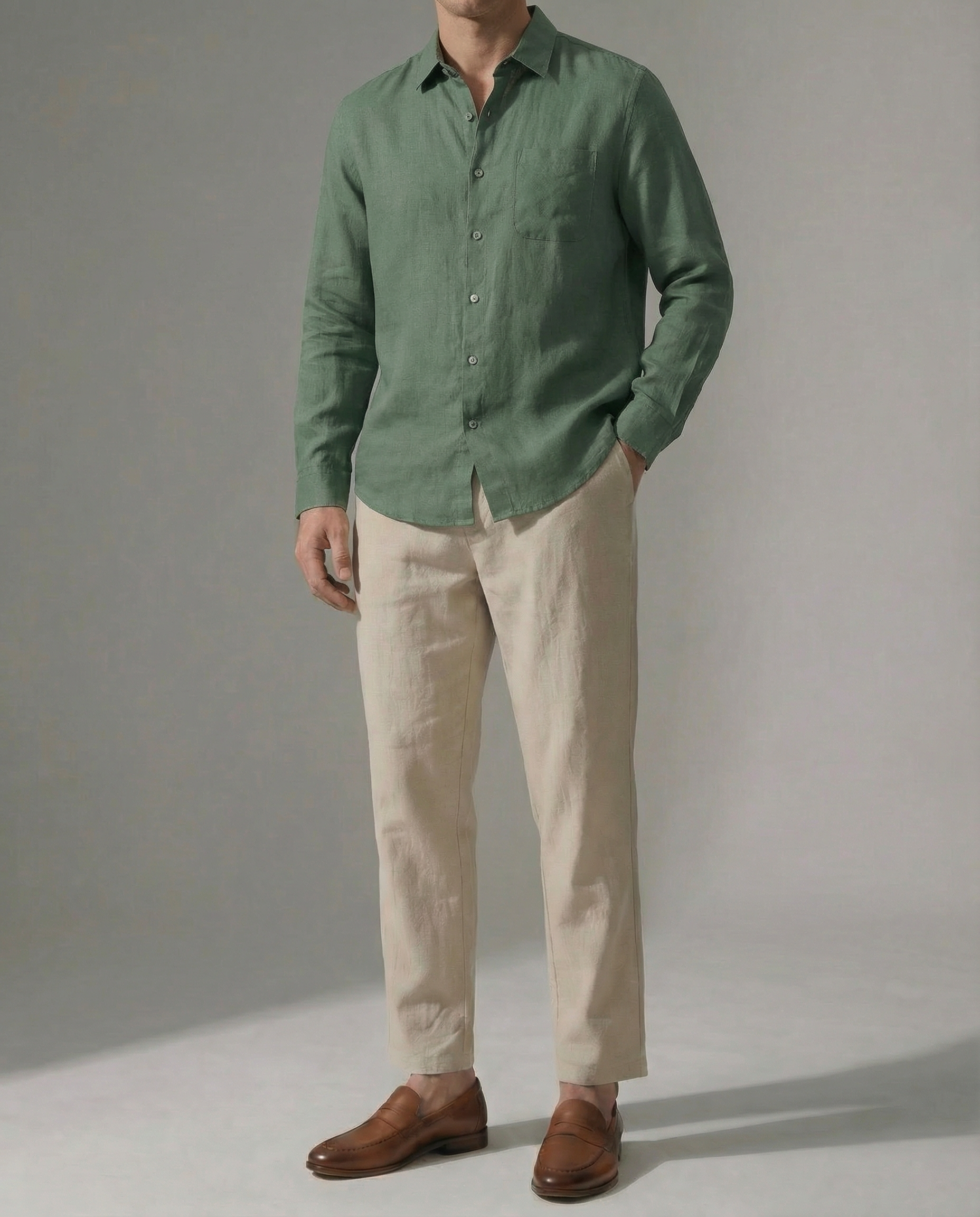 Camisa 100% Lino Verde