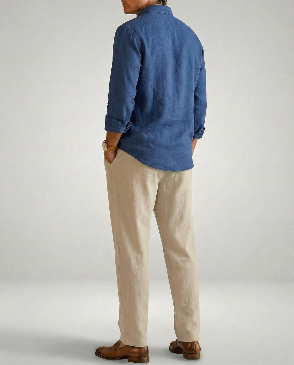 Camisa 100% Lino Azul Marino