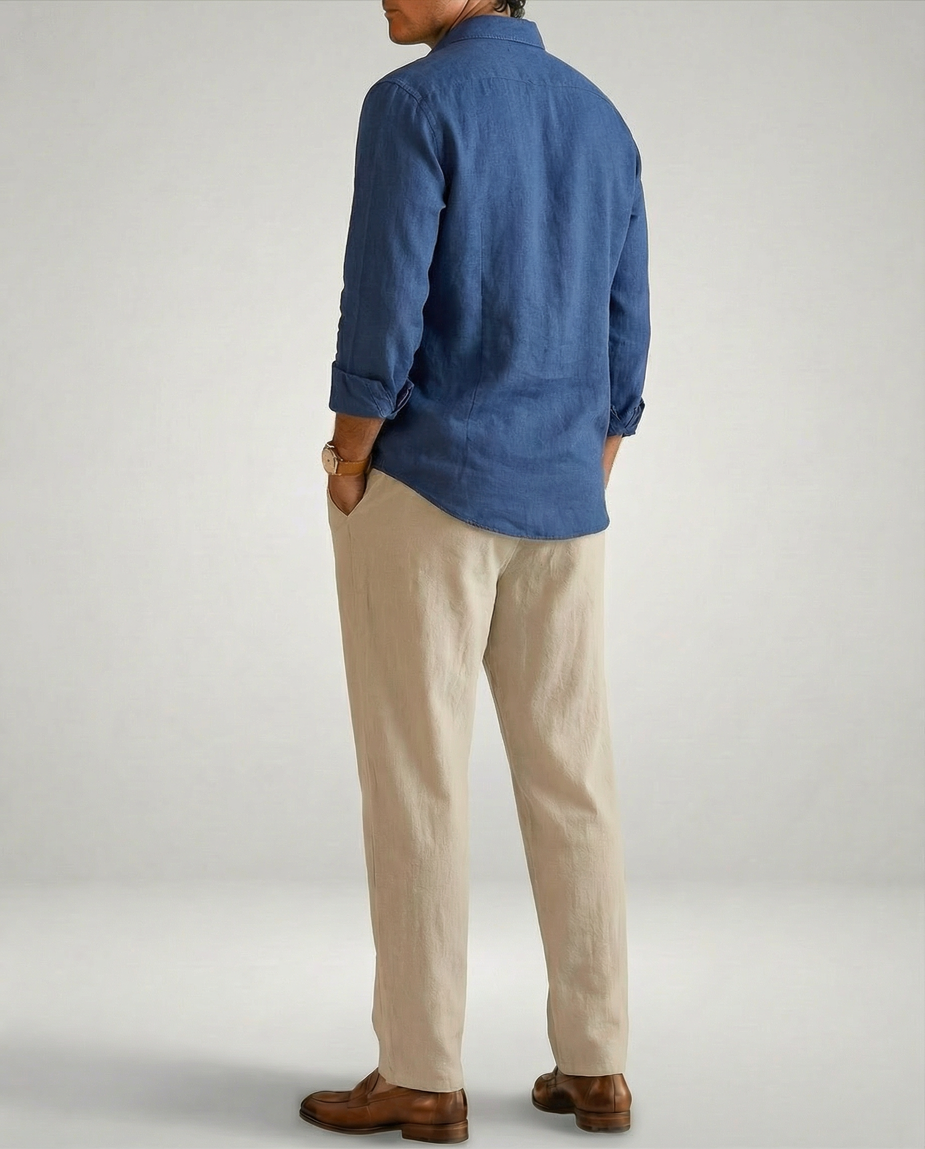 Camisa 100% Lino Azul Marino