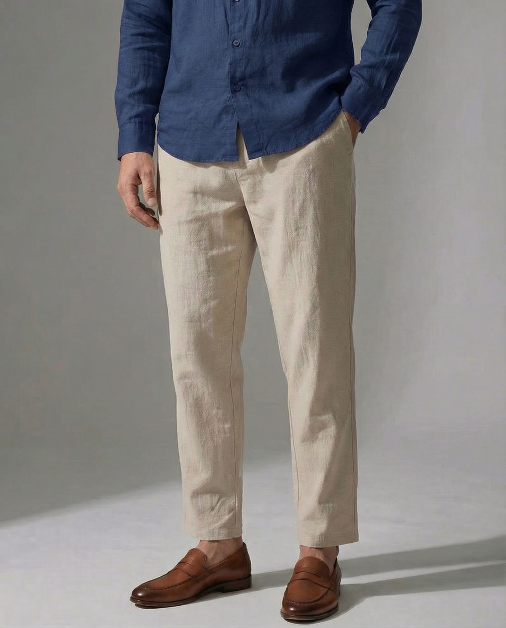 Camisa 100% Lino Azul Marino