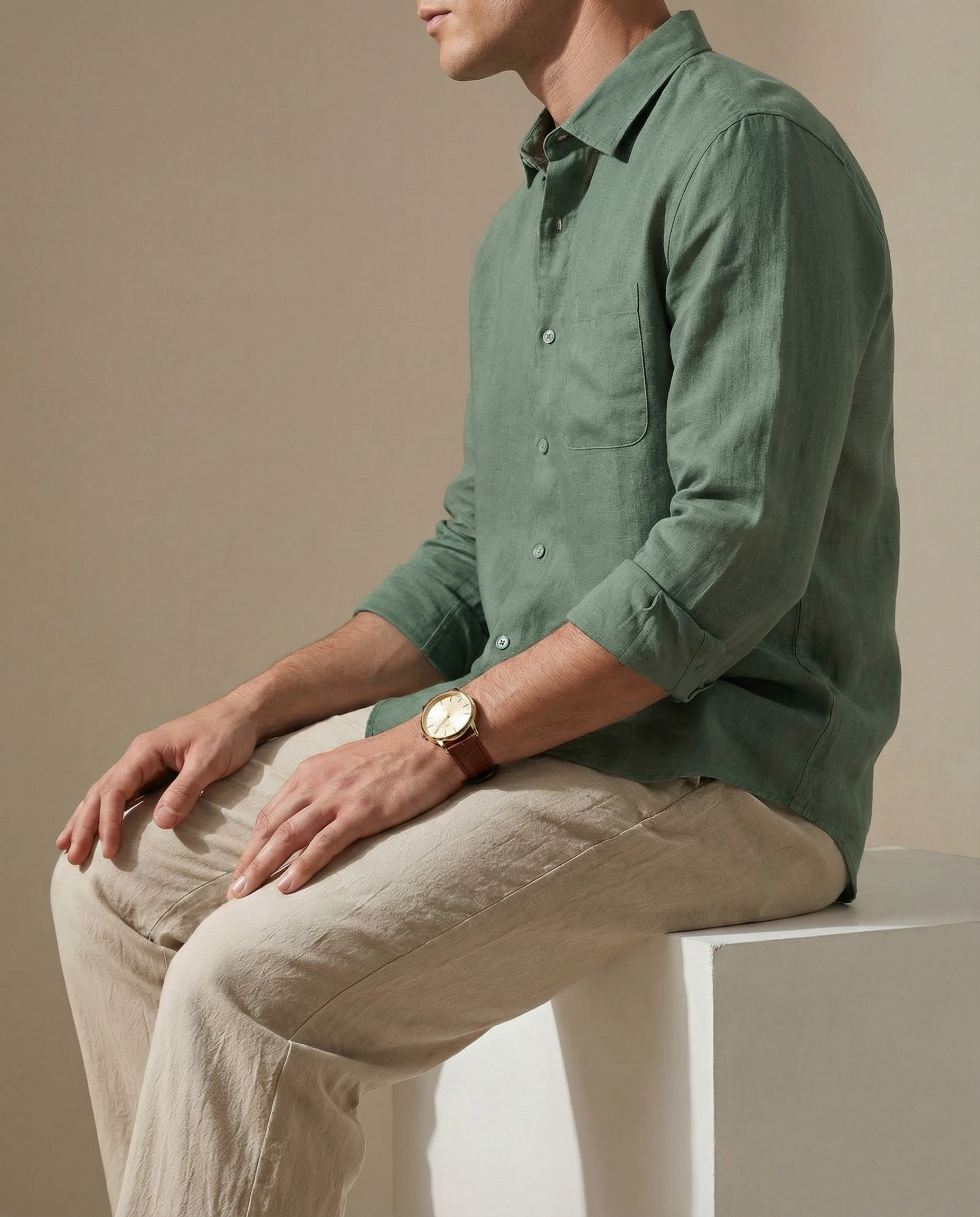 Camisa 100% Lino Verde