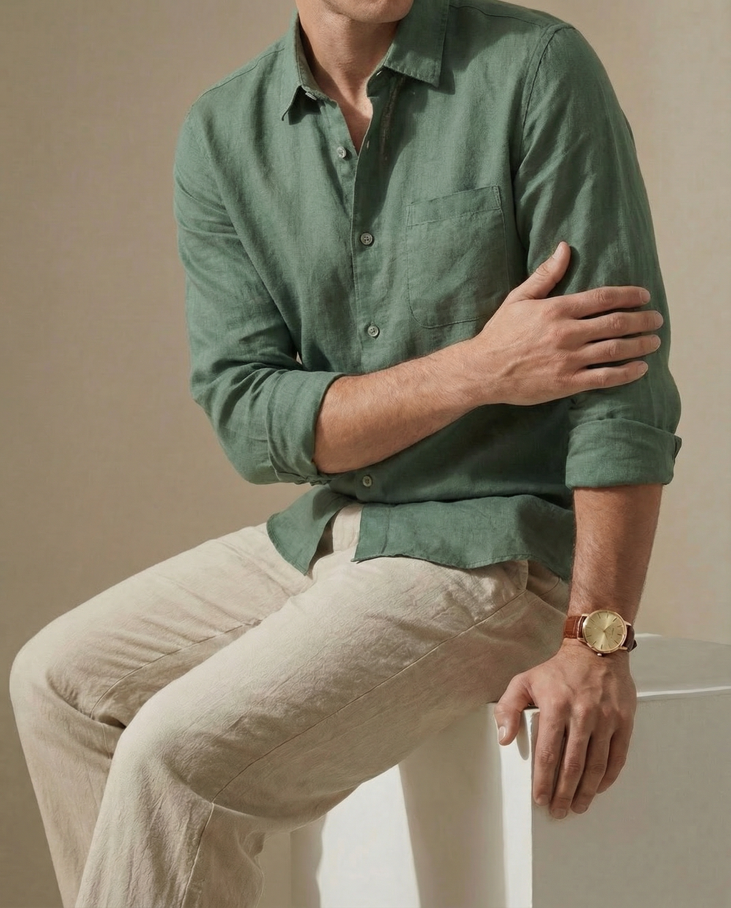 Camisa 100% Lino Verde