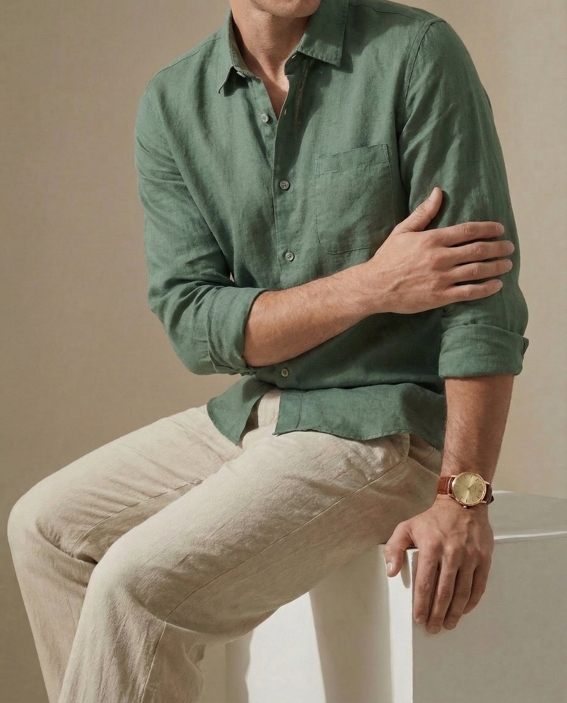 Camisa 100% Lino Verde