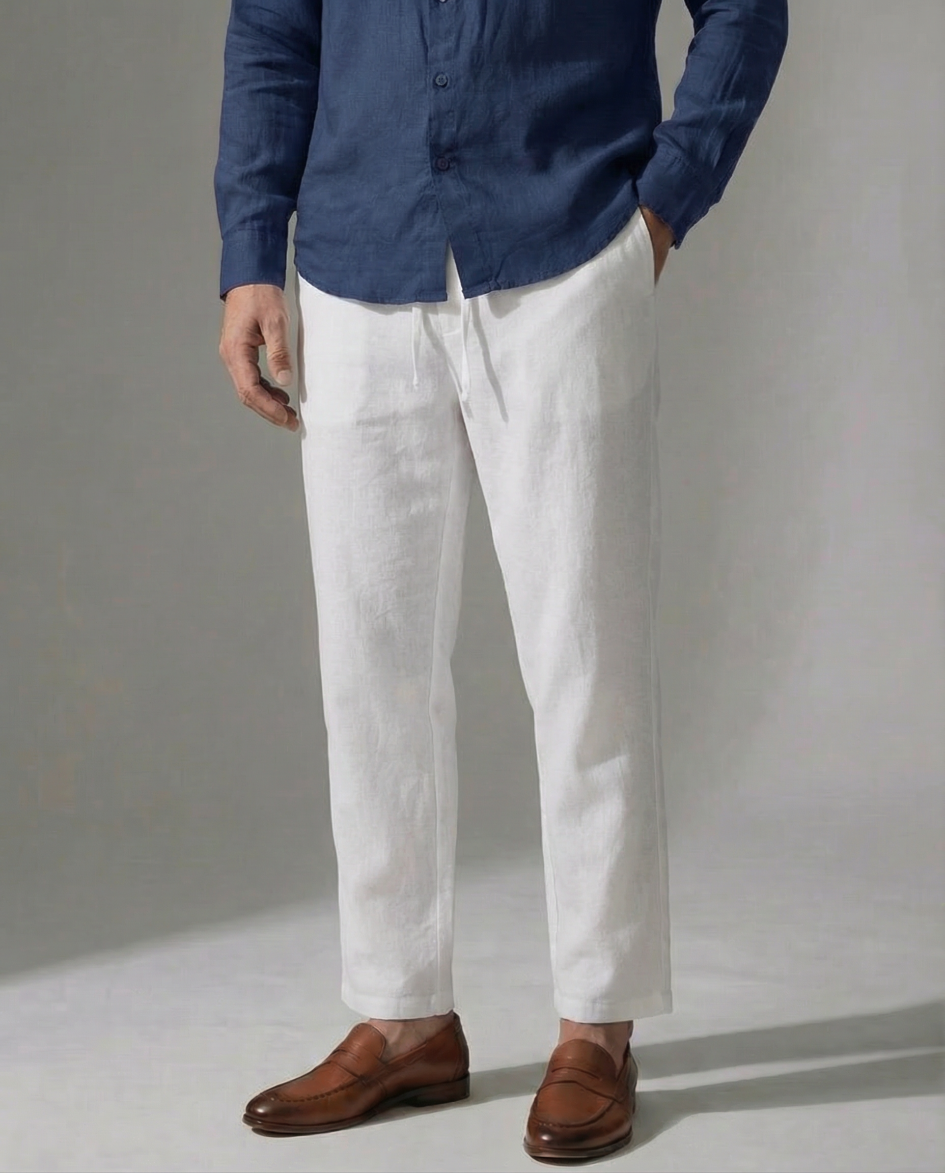 Pantalón 100% Lino Blanco