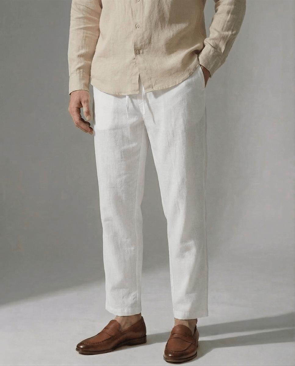 Pantalón 100% Lino Blanco - Viano | Old Money Chile